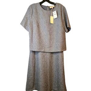 Melloday Women's Texture Skirt Set in an Elegant Grey NEW Size:  M Top/XS Skirt
